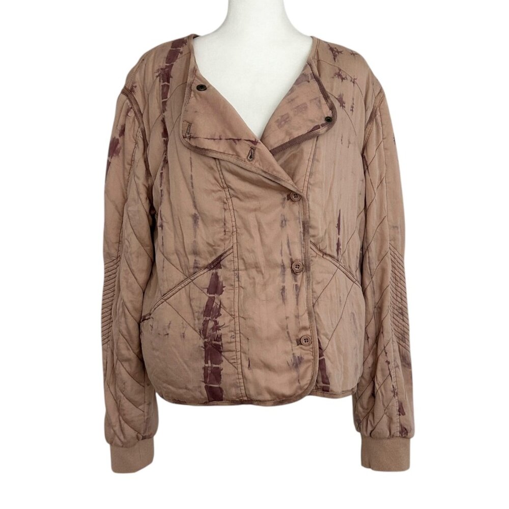 Marrakech Anthropologie Soft Quilted Tie Dye Bomber Moto Jacket NWT (M)